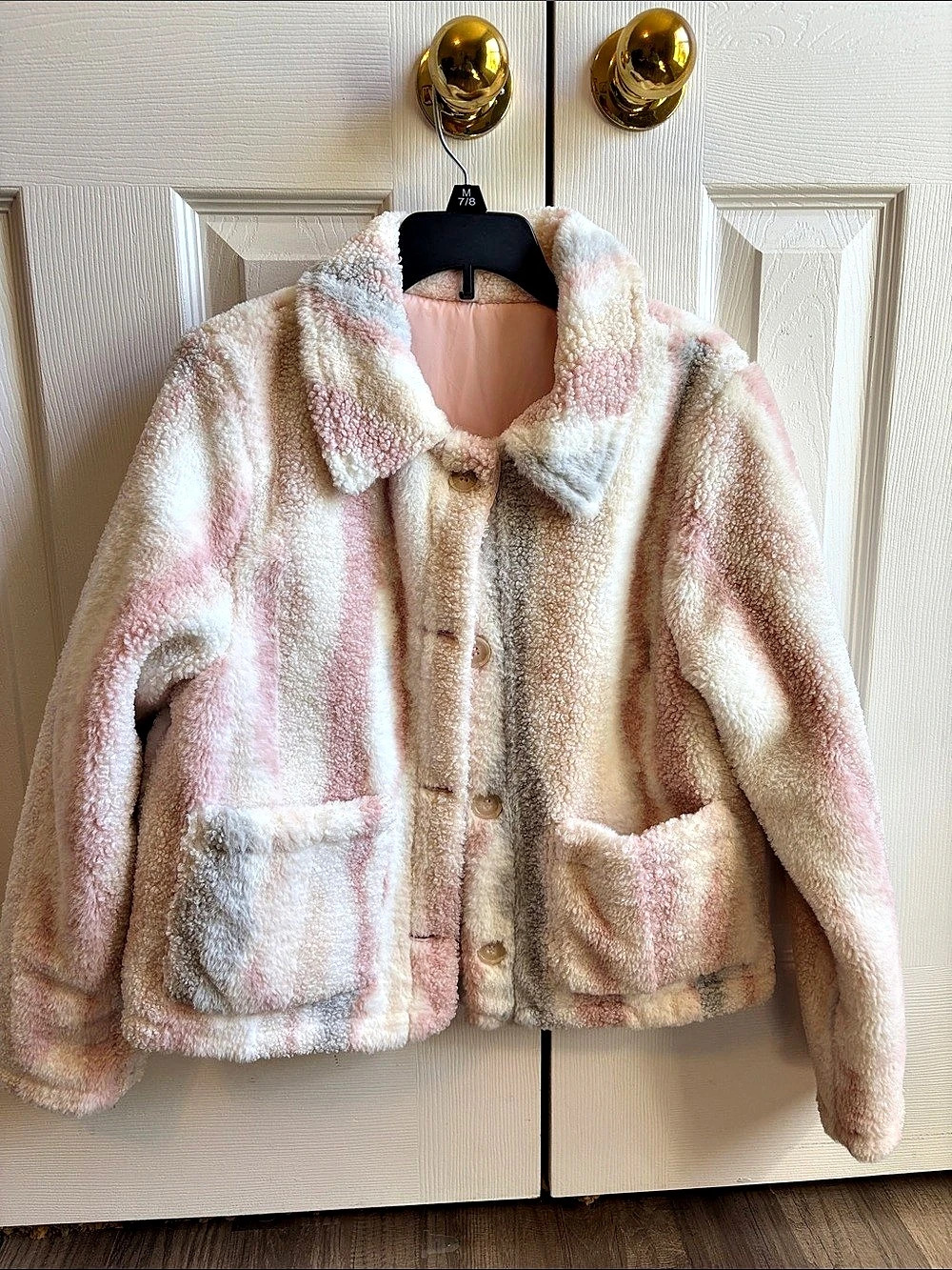 Reversible Rothschild Girls 14Y Pink & White Sherpa Jacket Like New
